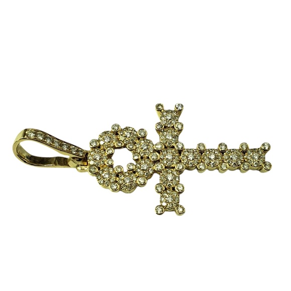 14 Karat Yellow Gold and Diamond Ankh Cross Pendant #21254 - Picture 3 of 8